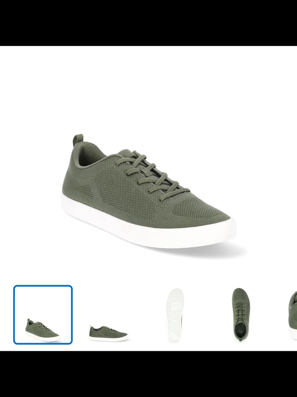 George Olive Green Knit Low-Top Sneakers with White Sole